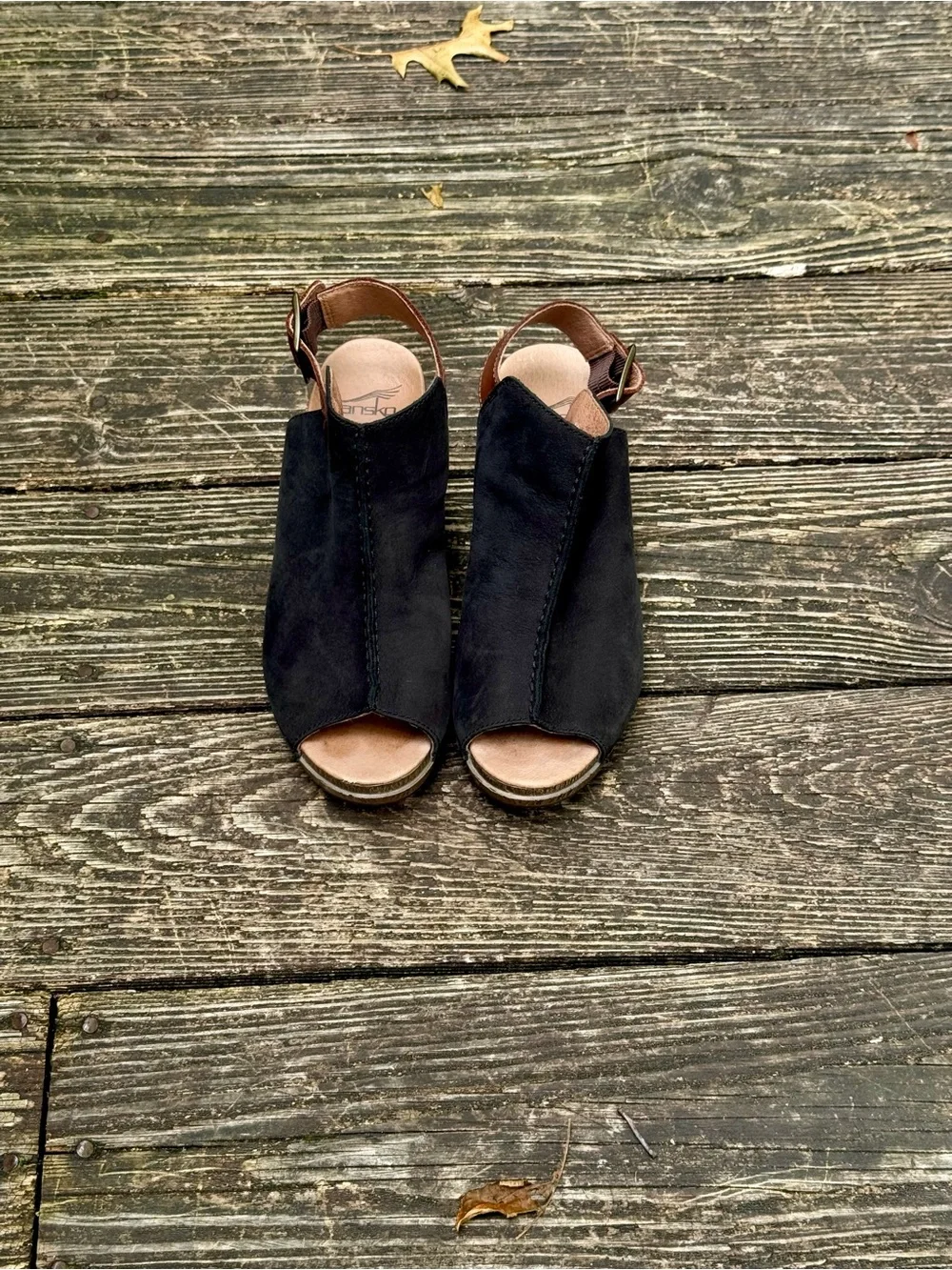 Dansko Black Suede Open-Toe Women’s Sandals. Size 37